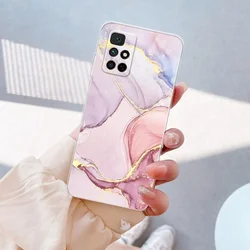 Elegant Marble Painted Silicone Soft Case - Clear Protective Cover with Bumper for Redmi 10 Prime (TM2001)