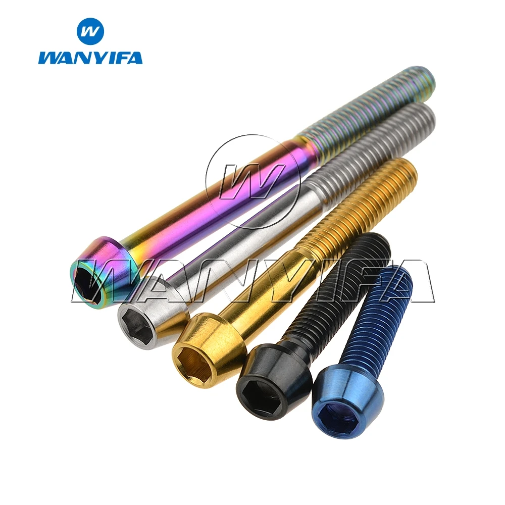 Titanium bolts Titanium Bolt M5x9 16 18 20 25 30 35 40 45 50 55 60mm Allen Key Taper Head Screws for Bicycle Stem Seatpost