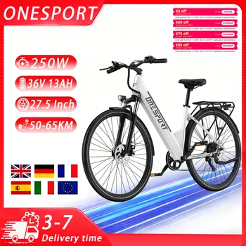 ONESPORT OT12 Bicicletta Elettrica 250W Motore 36V13AH Batteria 7 velocità Bici Elettrica 27.5 In Pneumatici per Città Per Adulti E-bike Magazzino UE