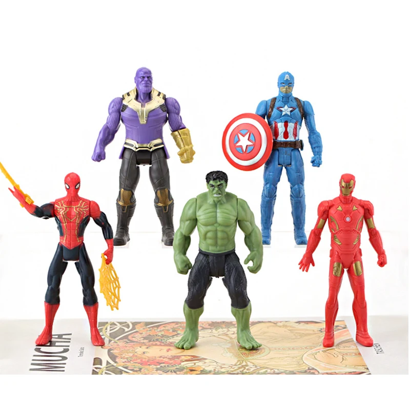 

5Pcs Disney Spiderman Figures Toys Hulk Ironman Anime Action Toy Set Movie Movable Model Doll Children Birthday Gift