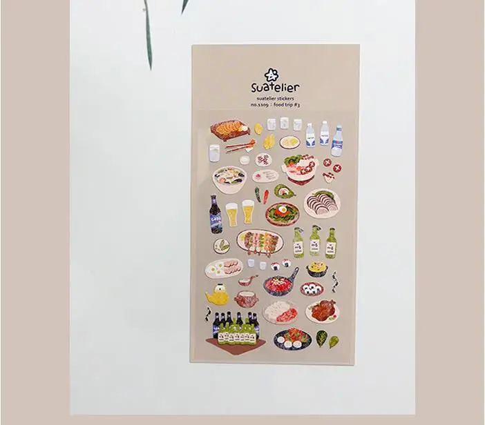 Suatelier Foods Stickers Aesthetic Scrapbooking Cute Junk Journal Ephemera Korean Deco Sticker Planner Diary DIY Craft Supplies rubber stamps for scrapbooking