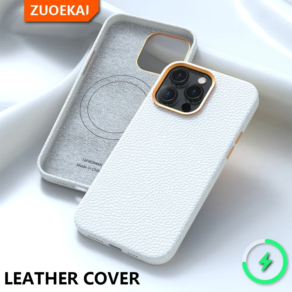 Zuoekai-capa de Couro Original com Magsafe Carregamento sem Fio Caixa Magnética para Apple Iphone 14 13 12 Pro Max - Image 5