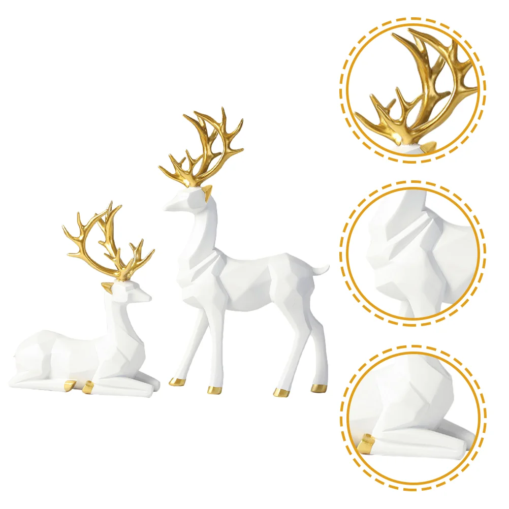 

Gold Table Decor Origami Elk Ornaments Statues Home Animal Decorative Objects White Deer Figurine Christmas Decoration