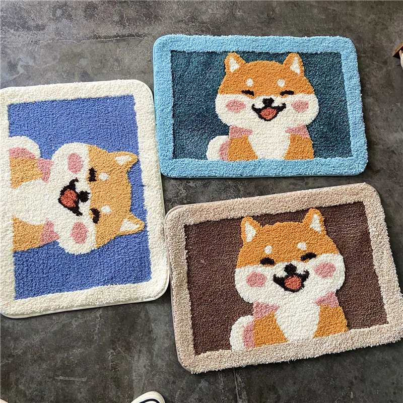 

Japanese Lovely Smiling dog Cartoon Shape Toilet Absorbent Door Mat Kitchen Shower Room Carpet Entrance Non Slip Rug Home Decor