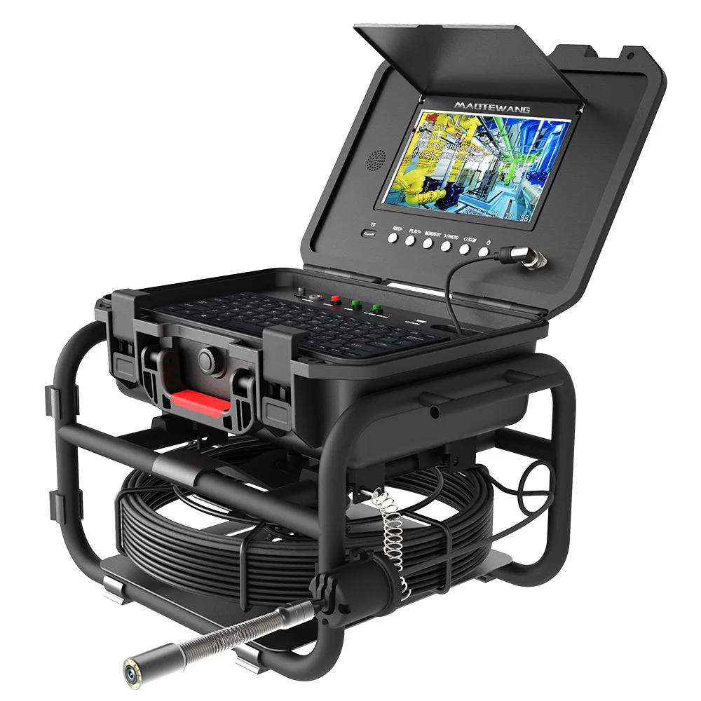 9" DVR Sewer Pipe Inspection Camera Self-Leveling 512HZ Locator Video+Audio Recording 5X Image Enlarge+Meter Counter Endoscope