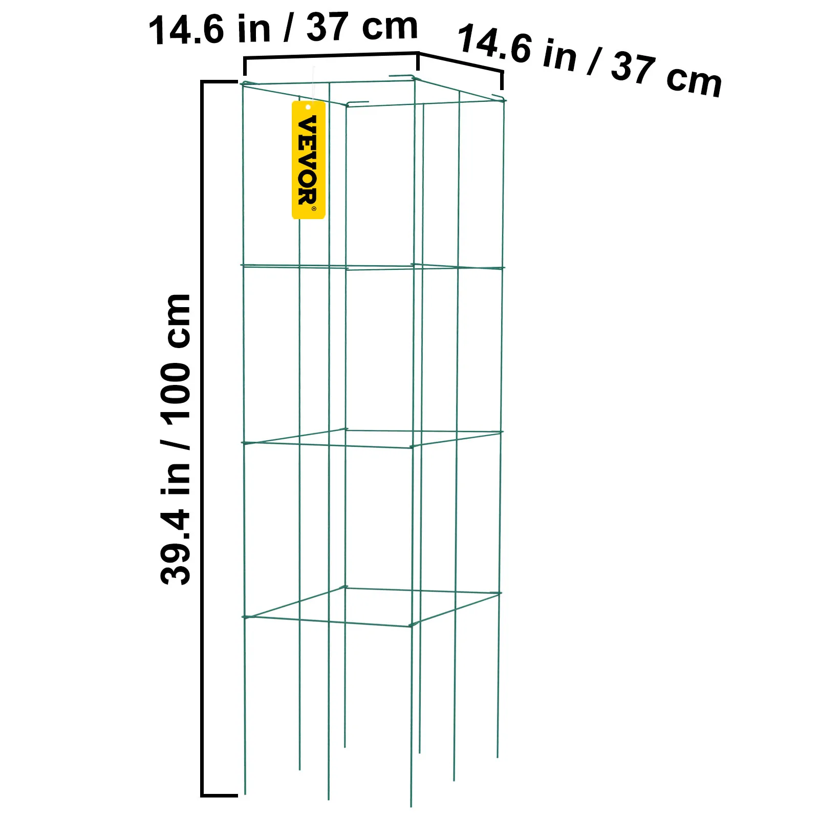 Vevor tomate gaiolas planta suporte gaiolas 3/5/6/10 pacote quadrado aço 3.3 /3.8 pés verde para jardim planta cuidados solo & acessórios