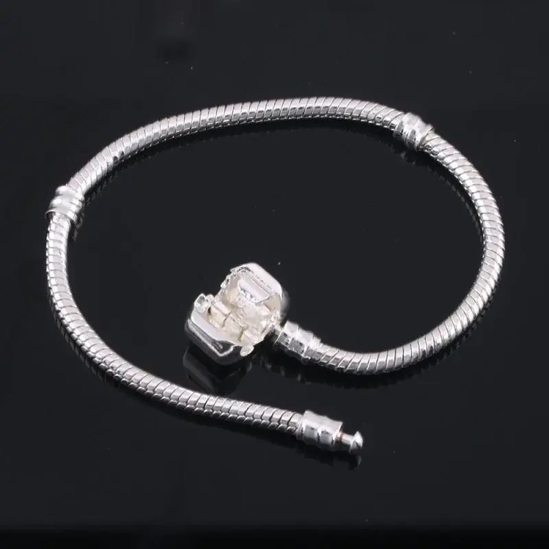 925 Sterling Silver Snake Bone Charm Bracelet Bangle Fine Jewelry for Women men Party DIY