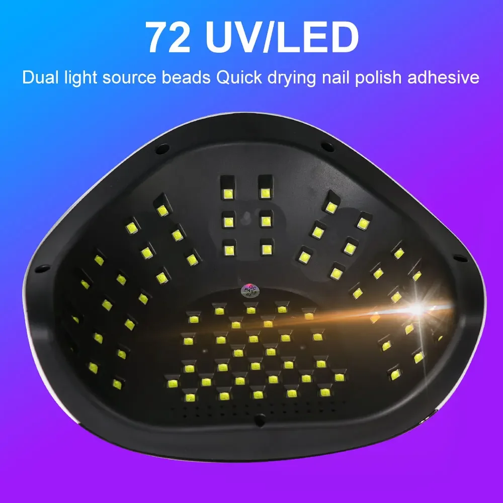 72 LED 네일 아트 램프 LED UV 네일 드라이어 네일 아트 머신 젤 폴리쉬 경화용 네일 라이트 자동 센서 포함