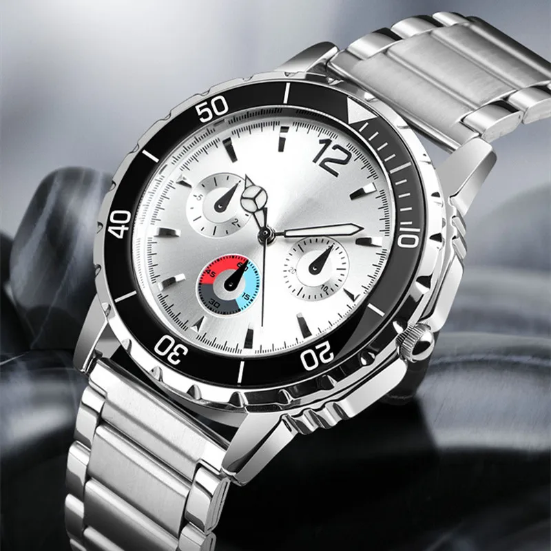 

Luxury Brand Men Stainless Steel Business Watch 2022 New Fashion Casual 3-eye Quartz Watch Male Military Sports Wristwatch Clock
