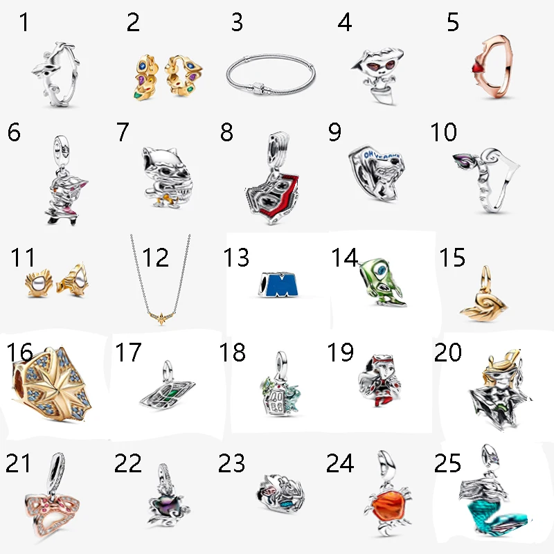 

2023 Spring New 925 Silver Jewelry Hero Character Series Pendant Charm Bracelet Ring Earring Gift Giving