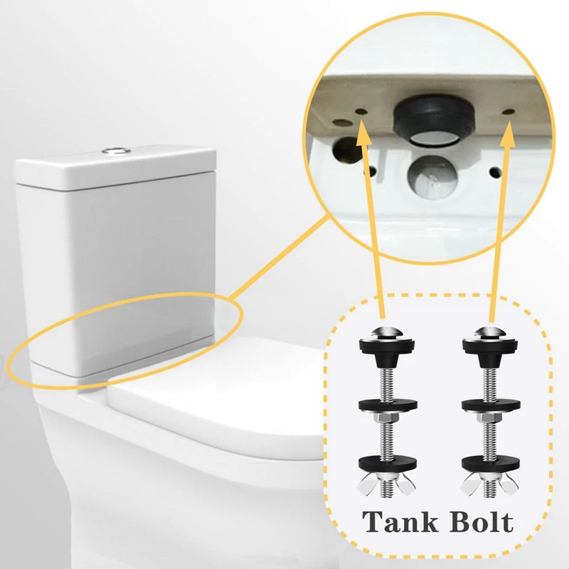 4PCS Universal Toilet Tank To Bowl Bolts Kit, Heavy Duty, Waterproof Stainless Steel With Extra Long Nut Screw