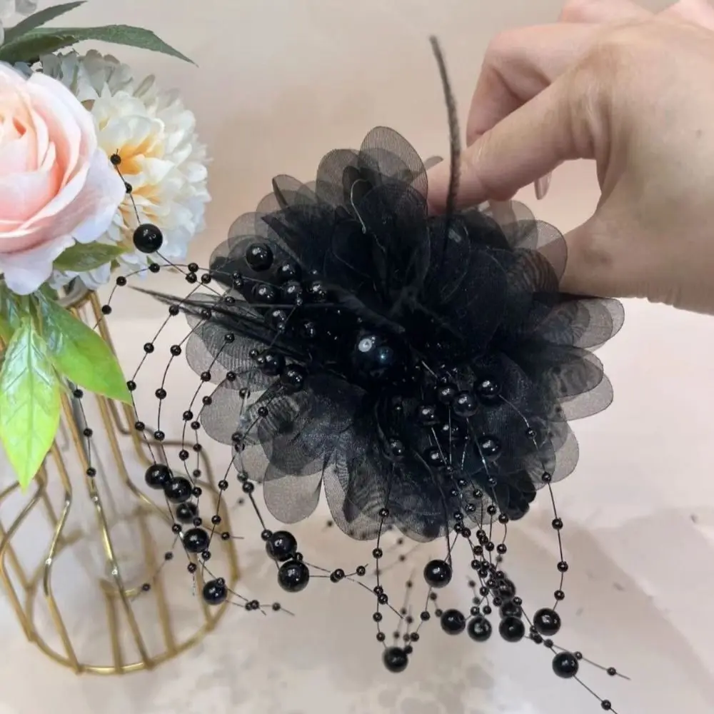 Modische Pfingstrosen-Blumen Haarklammer mit Quasten Haarschmuck Plastik-Haifischclip für Frauen – Detail 10