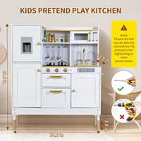 Play Kitchen for Kids, Pretend Preschool Kitchen Sets, Wooden Cooking Playset w/Realistic Light & Sound, Telephone, Stove,Fridge 2