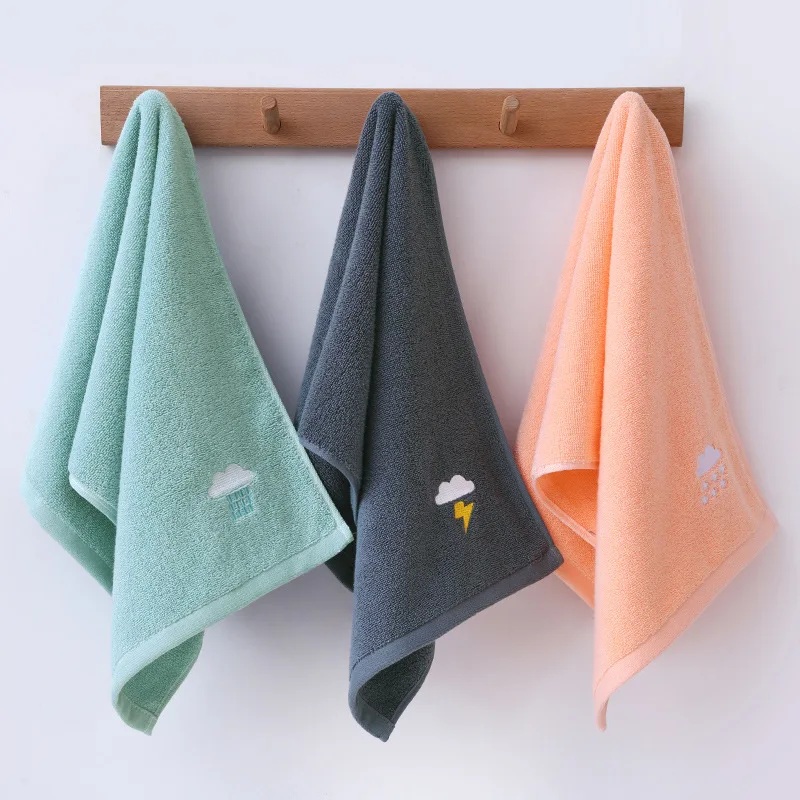 부드러운 자수 날씨 코튼 목욕 수건, 손수건, 샤워 수건, 얼굴 수건, 어린이 수건, 1PC