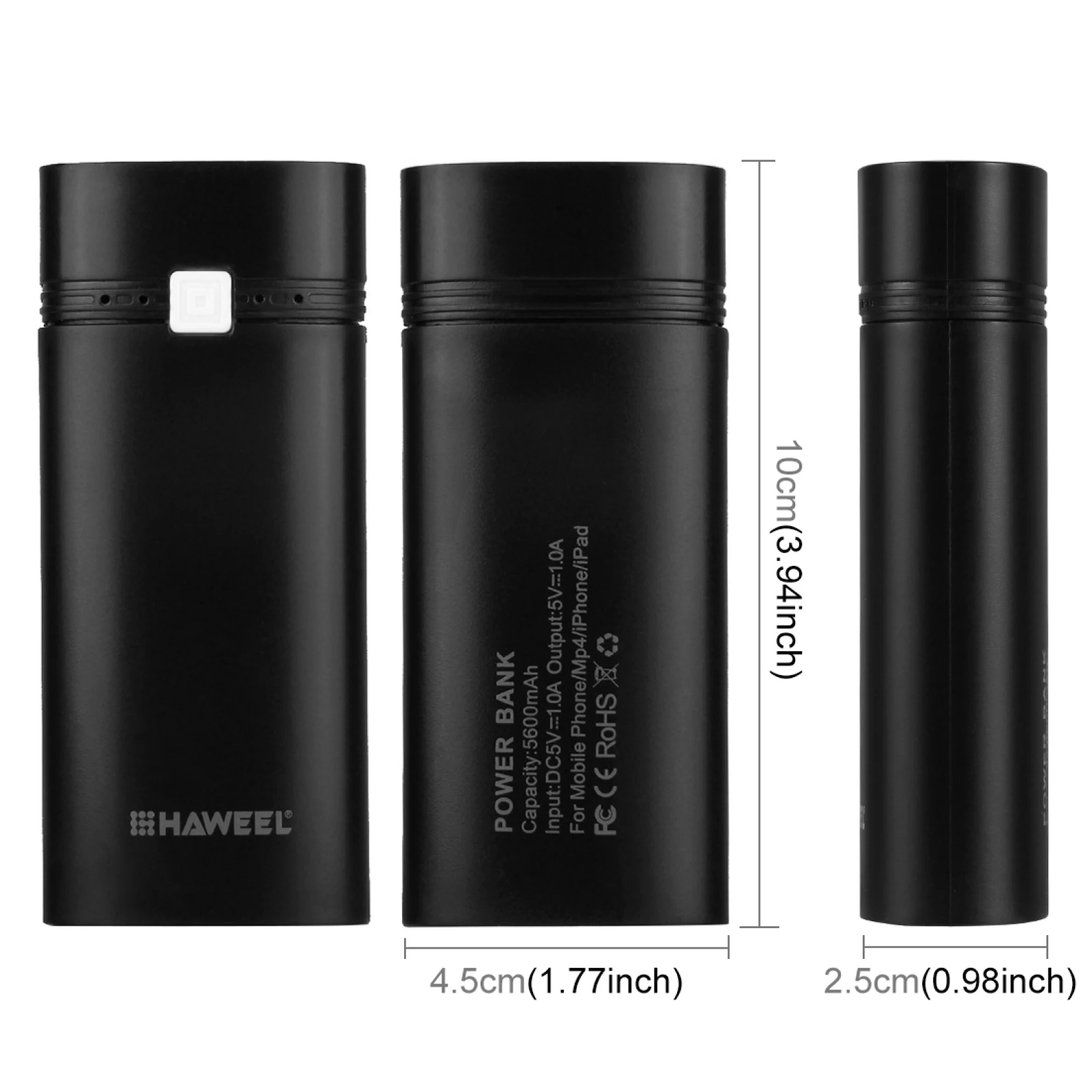 HAWEEL DIY 2x 18650 Battery (Not Included) 5600mAh Power Bank Shell Box with USB Output & Indicator Charging Box for Smartphone