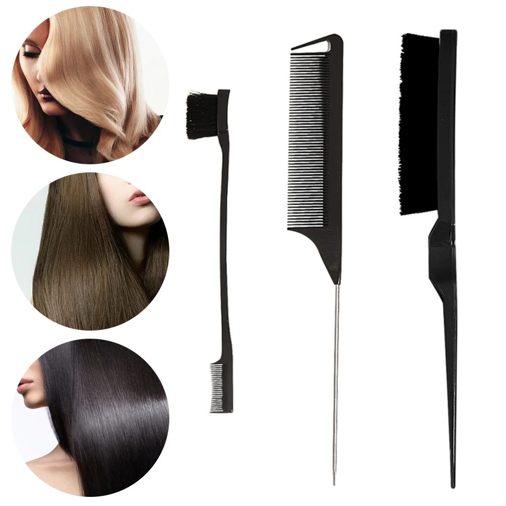 3 Pieces Hair Styling Comb Set Teasing Hair Brush Hair Styling Brush Double Sided Hair Edge Brush for Edge Back Brushing Combing