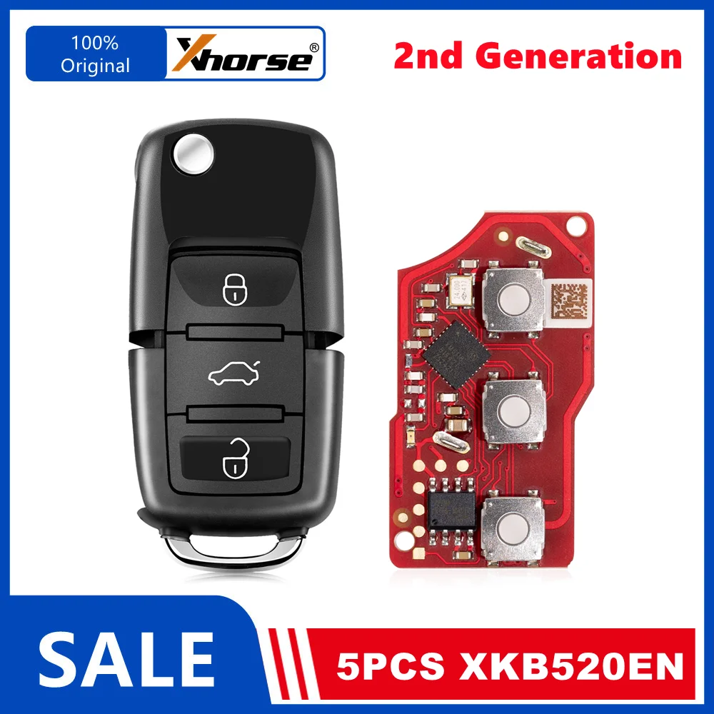 Xhorse XKB520EN B5 Second Generation Replace XKB501EN Wire Remote Key 5 Piece Supports Wireless Programming VVDI VVDI2 key programmer key fob programming tool