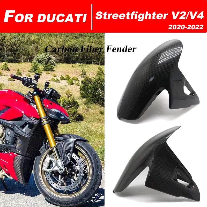 

Motorcycle Real Carbon Fiber Front Tire Fender Mudguard Fairing Plain Weave For DUCATI Streetfighter V2 V4 2020 2021 2022
