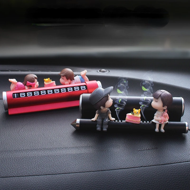 

Car Telephone Number Plate Interior Decor Couple Ornament Auto Fragrance Hidden Broken Window Temporary Parking Card Accessories
