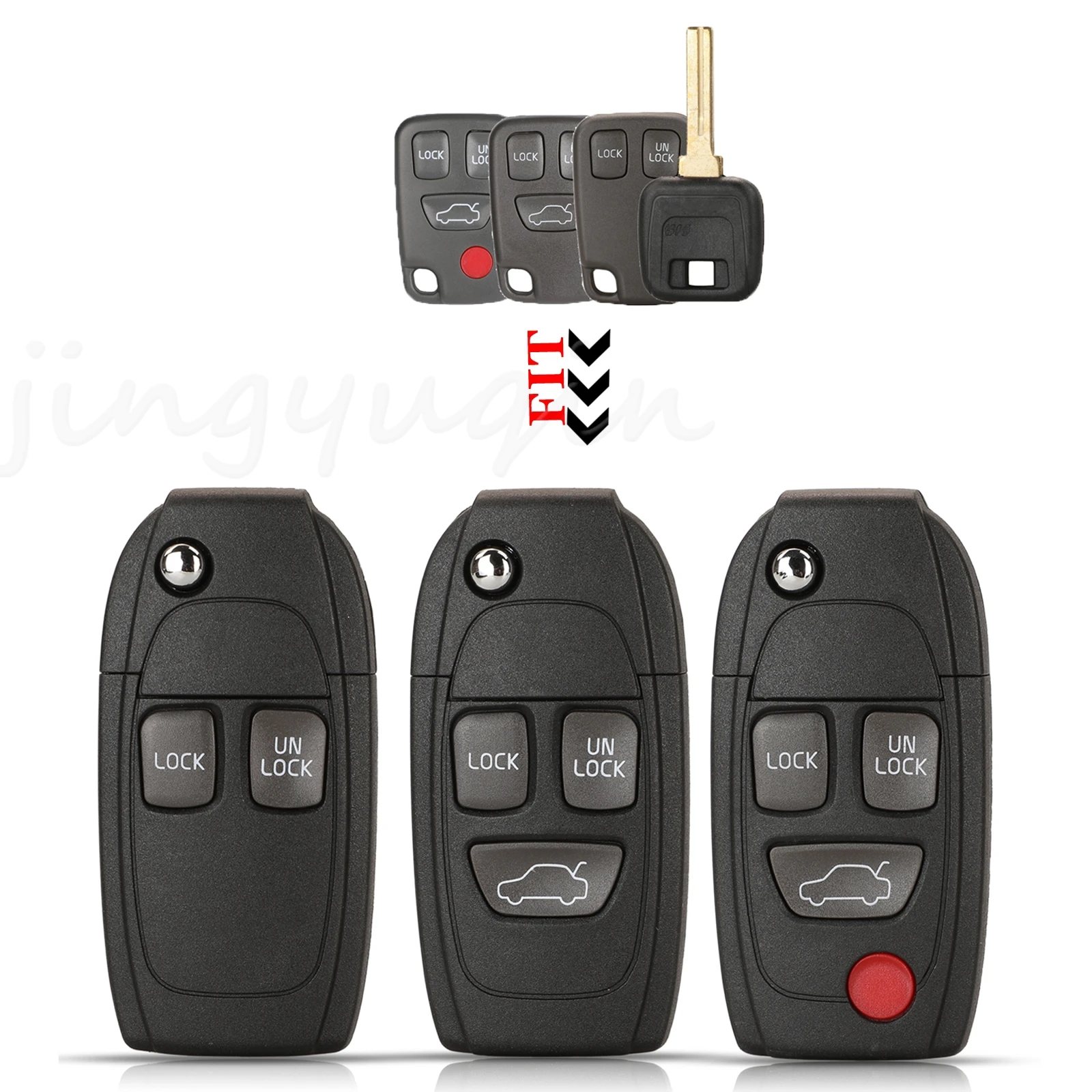 

Jingyuqin 2/3/4 Buttons Modified Remote Car Key Shell Case For Volvo S60 XC90 V50 S40 V70 S60 S70 S80 XC70