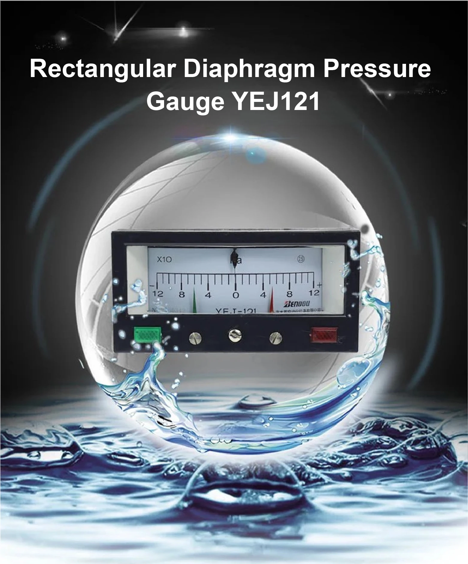 YEJ-121 Micro Diaphragm Differential Pressure Gauge HVAC Rectangular Panel Air F