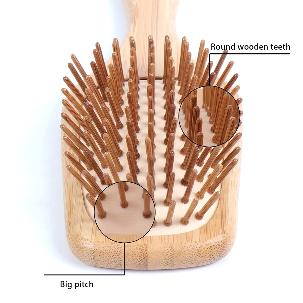 Natural Wooden Bamboo Hair Combs Hairbrush for Reduce Frizz, Massage Scalp for Straight Curly Wavy Dry Wet Thick or Fine Hair