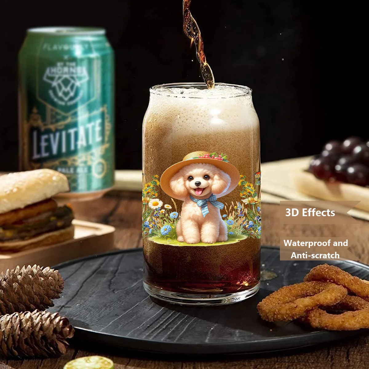 Lovely dog peel waterproof DIY Decals 3D transfers uvdtf crystal stickers 16oz uv dtf cup wraps for Libbey Glasses 3d Stickers Cup Wraps Uv Dtf Wrap Transfer