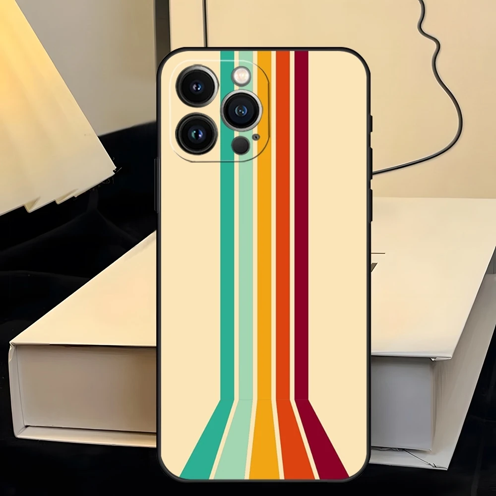 Retro Stripes Pattern Shockproof Silicone Phone Case Cover