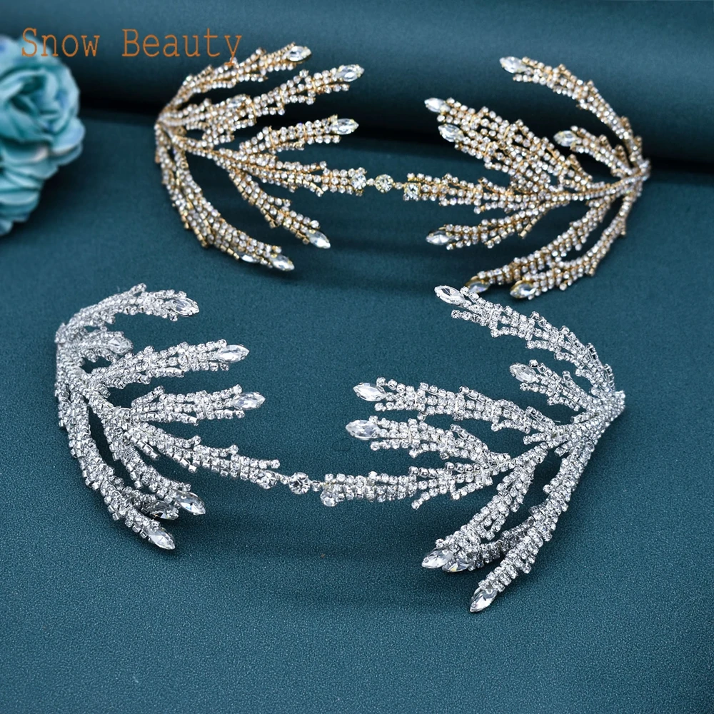 Wedding Headbands Handmade Crystal Bride Tiaras Rhinestone Party Hair Jewelry Accessories Women Head Hoop