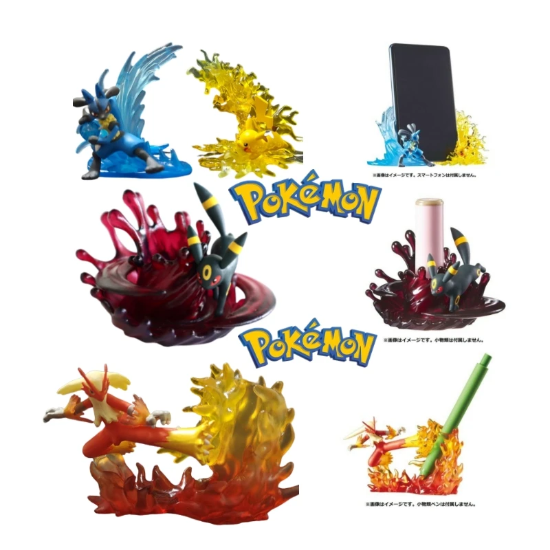 Originale Re-Ment Pokemon Battle On Desk Lucario Blaziken Tyraniitar Lampent Umbreon Decidueye Anime Action Figures Toys