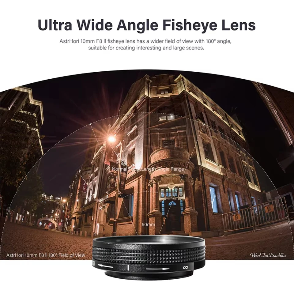 아스트로호리 10mm F8 II APS-C 180 ° 초광각 수동 초점 어안 렌즈 풍경 상업 인물 촬영용 카메라 렌즈