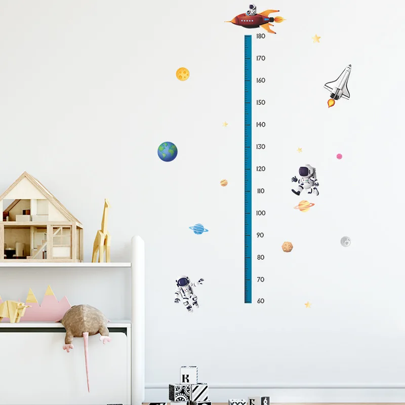 Wall Stickers Children Room Decoration Cute Cartoon Height Sticker For Kids Room Boy Girl Bedroom Decoration height Measurement Ruler Self-adhesive Nursery Wall Murals