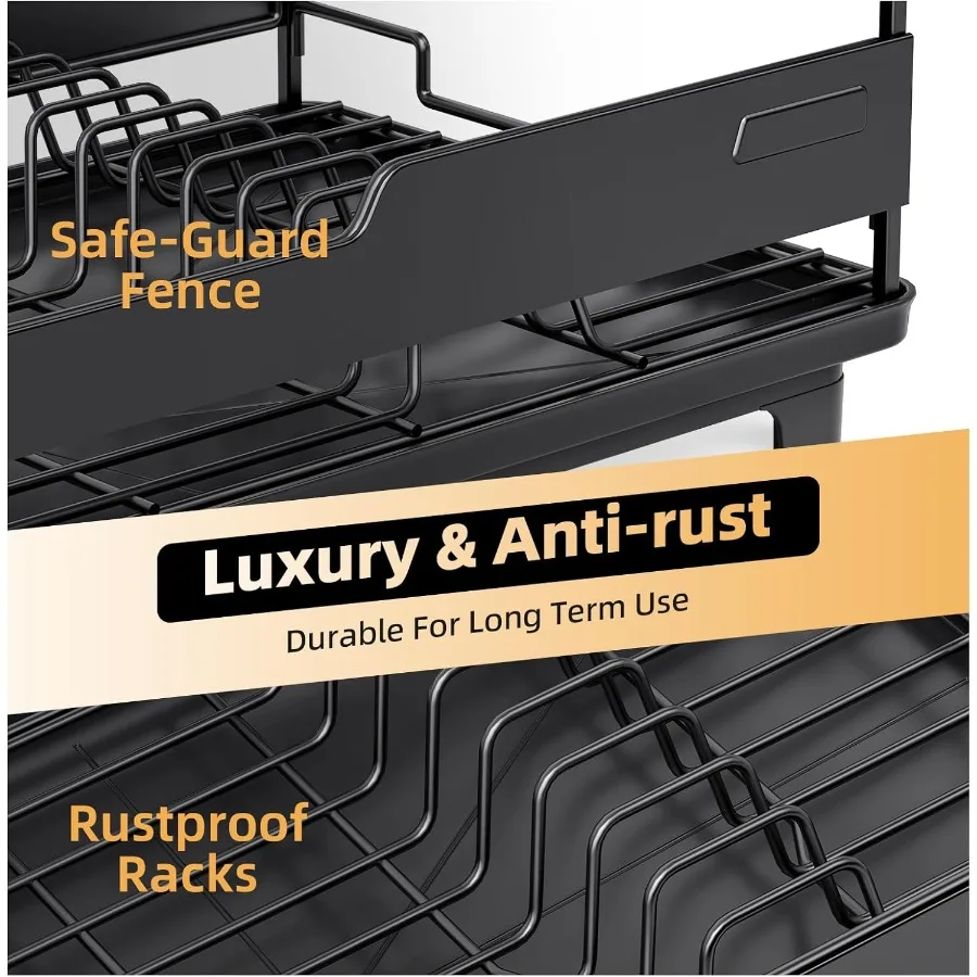 Dish Drying Rack for Kitchen Counter Countertop Dish Rack with Drainboard Multifunctional Dish Drainer with Cups Holder Cutting