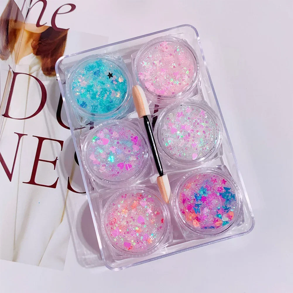 Glitter Diamond Eye Sequined Gel Eyeshadow Palette Makeup Hair Body Face Glitter Gel Art Flash Loose Sequins Cream Mermaid 2