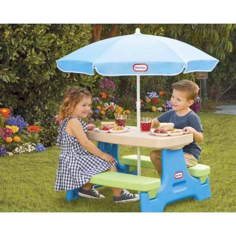 Easy Store Kids Picnic Table with Umbrella, Ages 2+ 2