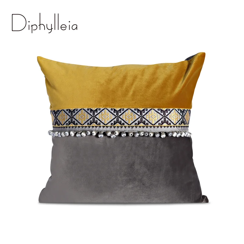

Diphylleia Tribe Ethnic Decorative Throw Pillow Cover With Pendant Moroccan Bohemian Style Cushion Case For Couch Sofa Bedroom
