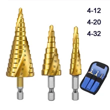 

HSS Titanium Electric Step Drill Bit Power Tool High Speed Metal Drills Steel Wood Hole Cutter Cone Drill Woodworking Tools Set