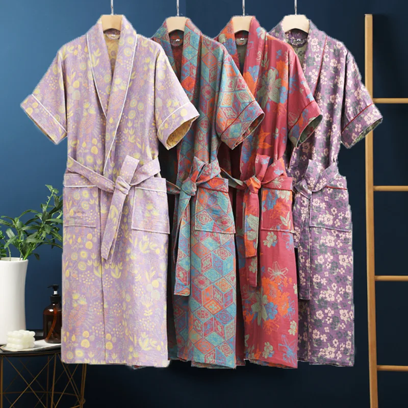 New Summer Men's  Robe Soft Cotton Bathrobe Dark Grey Half Sleeve Solid Robe Big Size XL Fashion Elegant Kimono for Gentleman
