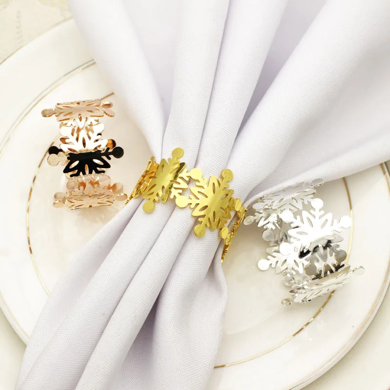 

24Pcs Snowflake Napkin Rings For Decoration Christmas Napkin Holders Table Towel Ring Hotel Serviette Buckles Xmas Accessories