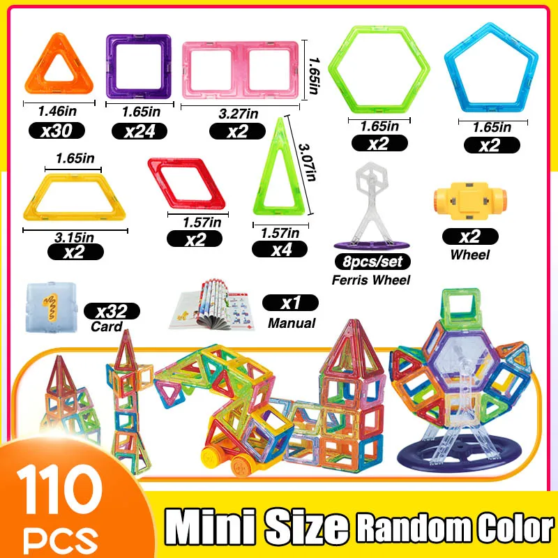 64-184Pcs Kids Magnetic Building Blocks Mini Size Magnet Toys for Boys Construction Set STEM Toy for Children Girls