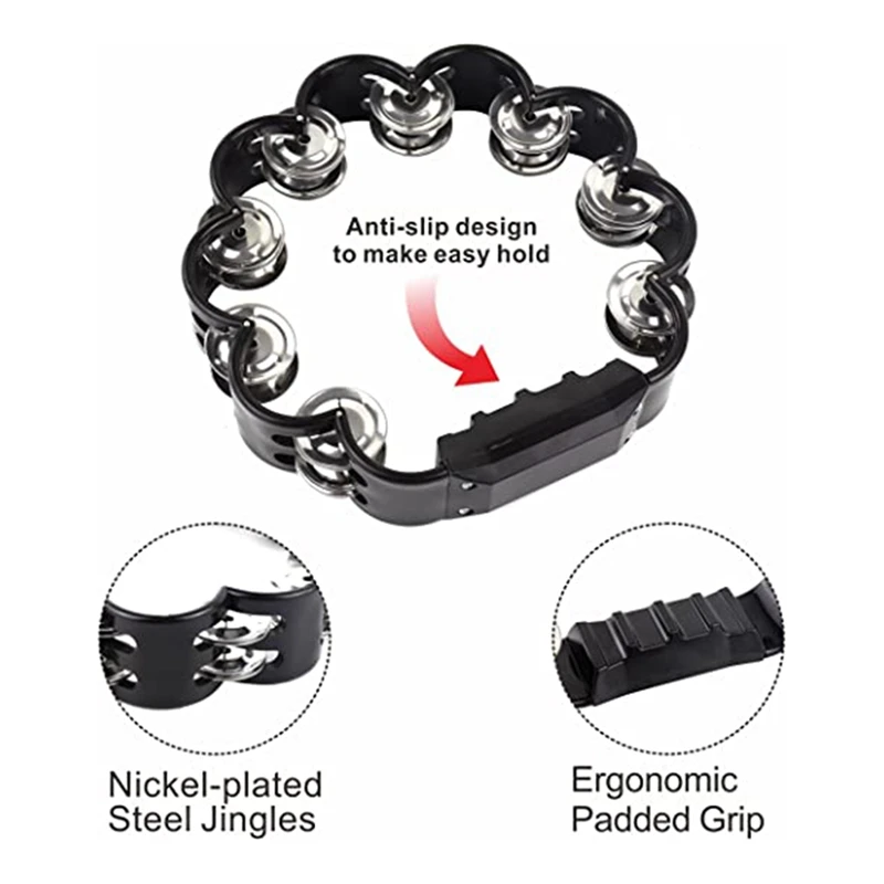 2PCS 8.5 Inch Plastic Tambourine, Flower Tambourine Percussive Tambourine Musical Instrument School Party-ABAF