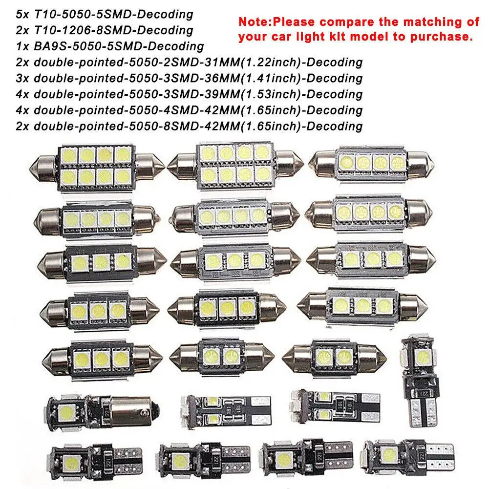 NTNEV 24-Piece Blue LED Interior Car Light Kit - T10 & 31mm/42mm Bulbs For Dome, Map, License Plate Lights - View #10
