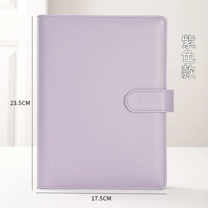Compact PU Leather Binder Wallet with Magnetic Closure, Refillable 6-Ring Planner Cover