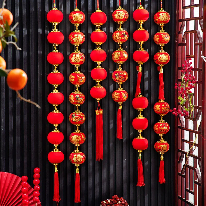 Hängende neue Jahr rote Laterne Behänge Quasten rote Kugel Laterne Schnur chinesischen Stil handgemachte dekorative Kugel Frühlingsfest – Detail 2