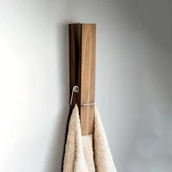 Oversized Rustic Wooden Towel Rack and Hook Wall Decor (Light Wood Grain)