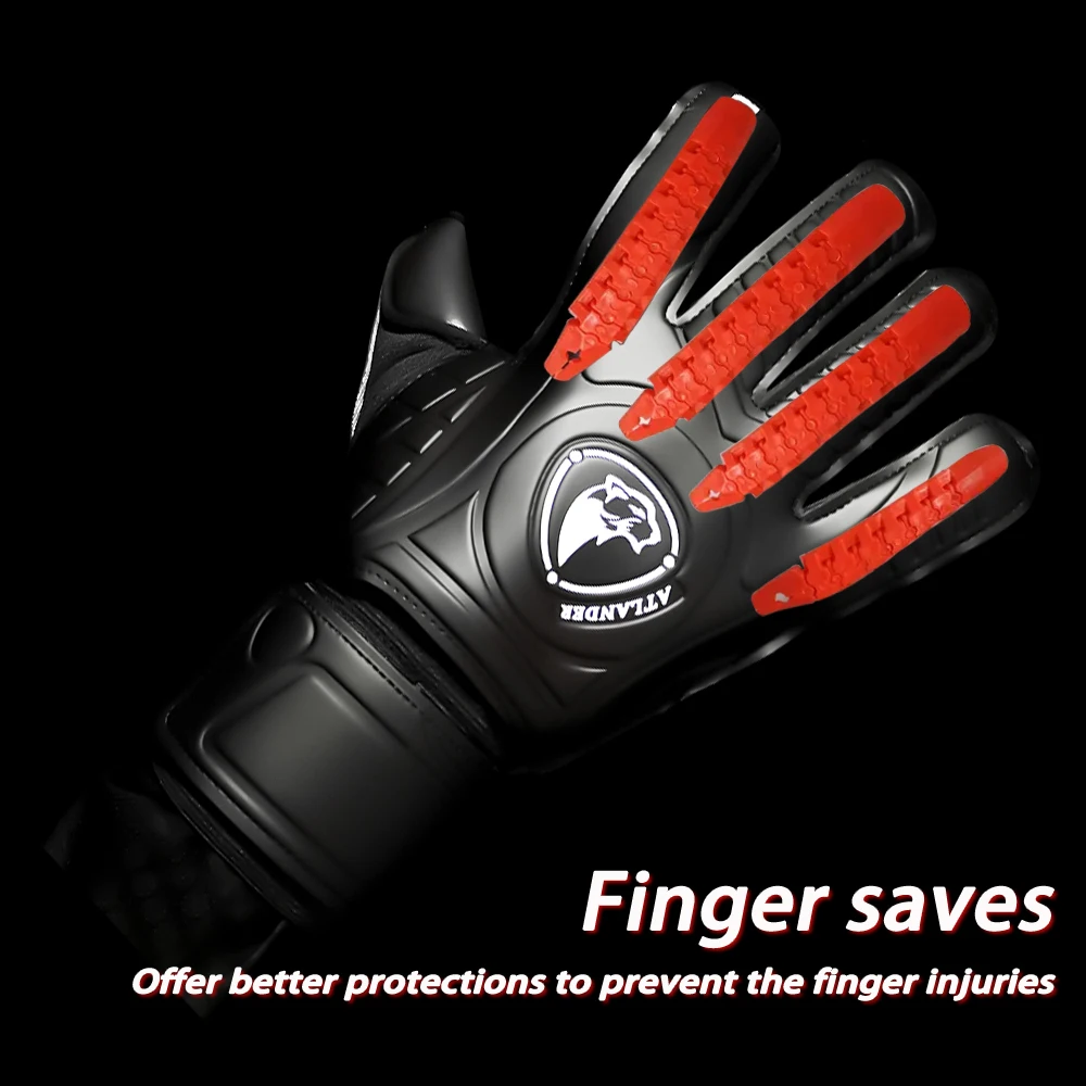 Kids Adults Latex Football Goalkeeper Gloves Thickened Football Professional Protection Teenager Goalkeeper Soccer Goalie Gloves Red Size 8 - View #4