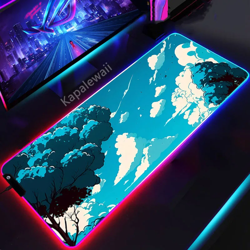 

LED Space Mousepad RGB Luminous Mouse Pad XXL Cartoon Mousepad Rubber Keyboard Pads Gaming Setup Accessories Mouse Mat 900x400mm