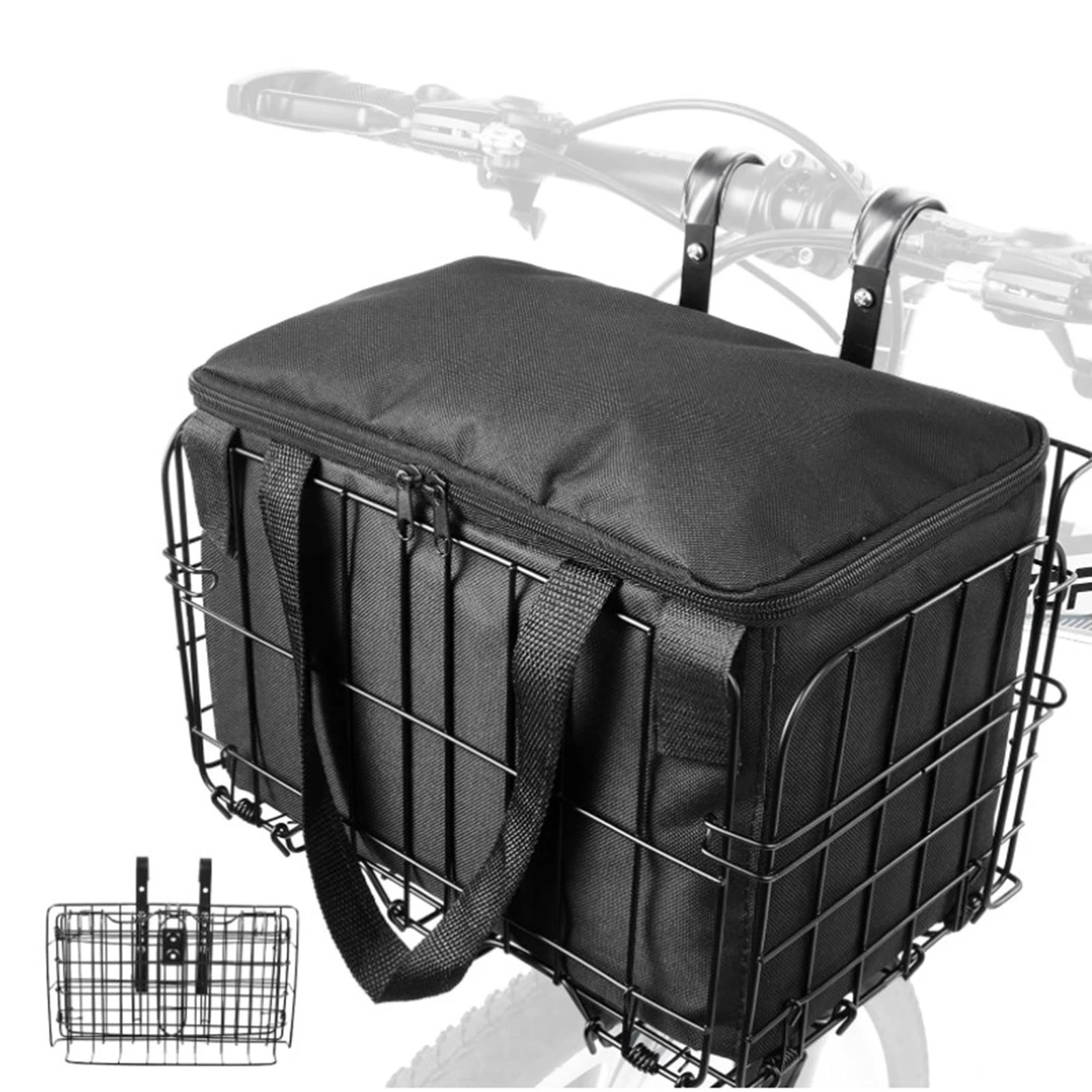 

Front/Rear Bike Basket Bag Heavy Duty Metal Rear Bicycle Basket Bags Suitable for Carrying Dogs Pets