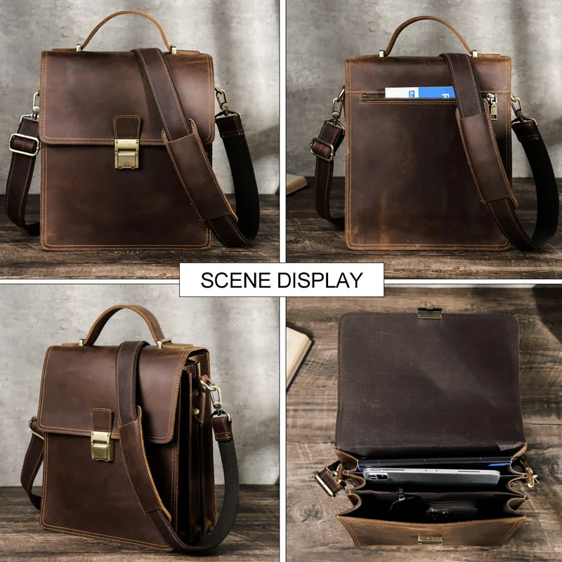 Fashion Men's Leather Messenger Bag Crossbody Shoulder Bags Business  Satchel