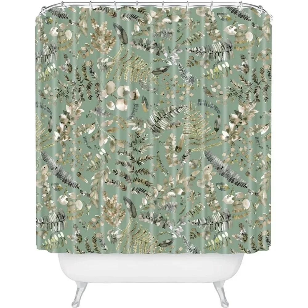 

Ninola Designs Botanical Plants Bio Green Shower Curtain 72x69Freight Free Shower Curtains for Bathroom Products Household Home